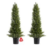VEVOR Topiario Artificial de Cedro 250 x 914 mm 2 Piezas, Planta de Pino Artificial Hoja de Polietileno, Maceta de Árbol Verde Falso para Decorar Porches, Patios, Jardines, Balcones, Oficinas