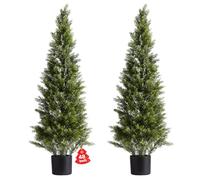 VEVOR Topiario Artificial de Cedro 300 x 1219 mm 2 Piezas, Planta de Pino Artificial Hoja de Polietileno, Maceta de Árbol Verde Falso para Decorar Porches, Patios, Jardines, Balcones, Oficinas
