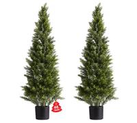 VEVOR Topiario Artificial de Cedro 300 x 1219 mm 2 Piezas, Planta de Pino Artificial Hoja de Polietileno, Maceta de Árbol Verde Falso para Decorar Porches, Patios, Jardines, Balcones, Oficinas