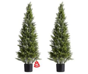 VEVOR Topiario Artificial de Cedro 300 x 1219 mm 2 Piezas, Planta de Pino Artificial Hoja de Polietileno, Maceta de Árbol Verde Falso para Decorar Porches, Patios, Jardines, Balcones, Oficinas
