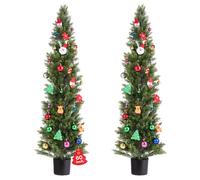 VEVOR Topiario Artificial de Cedro 350 x 1524 mm 2 Piezas, Planta de Pino Artificial Hoja de Polietileno, Maceta de Árbol Verde Falso para Decorar Porches, Patios, Jardines, Balcones, Oficinas