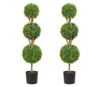 VEVOR Topiario de Boj Artificial 122 cm Bola de Boj Artificial al Aire Libre 2 Plantas Artificiales 10 Hojas Reemplazables 2 Luces LED sin Batería para Decoración del Hogar Jardín Patio Balcón Entrada