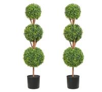 VEVOR Topiario de Boj Artificial 122 cm Bola de Boj Artificial al Aire Libre 2 Plantas Artificiales 10 Hojas Reemplazables 2 Luces LED sin Batería para Decoración del Hogar Jardín Patio Balcón Entrada