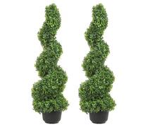 VEVOR Topiario de Boj Artificial 91 cm Espiral de Boj Artificial 2 Plantas Falsas de PE 10 Hojas Reemplazables con Maceta Inodoro para Decoración de Exteriores Interiores Jardín Terraza Balcón Entrada
