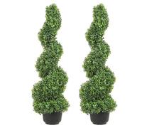 VEVOR Topiario de Boj Artificial 91 cm Espiral de Boj Artificial 2 Plantas Falsas de PE 10 Hojas Reemplazables con Maceta Inodoro para Decoración de Exteriores Interiores Jardín Terraza Balcón Entrada
