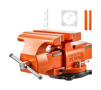 VEVOR Tornillo de Banco de 20,3 cm, de Hierro Fundido Dúctil, con Yunque | Para Taladrar y Cortar Tuberías, Con Base Giratoria 360°, Profundidad de Garganta 75 mm, Apertura Máxima de Mordazas 203 mm