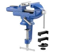 VEVOR Tornillo de Banco de Mesa, con Base Giratoria de 360°, Fabricado en Hierro Fundido, para Carpintería, Perforación de Metal, Grabado, Rectificado, Soldadura y Corte, 160 x 90 x 195 mm, Azul