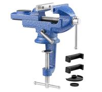 VEVOR Tornillo de Banco de Mesa, con Base Giratoria de 360°, Fabricado en Hierro Fundido, para Carpintería, Perforación de Metal, Grabado, Rectificado, Soldadura y Corte, 160 x 90 x 195 mm, Azul