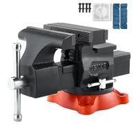 VEVOR Tornillo de Banco de Trabajo con Base de Bloqueo Giratoria de 360°, Ancho de Mordaza de 140 mm, Apertura Máxima de 140 mm, Garganta de 73 mm, Mordazas Bidireccionales para Sujetar Tubos Redondos