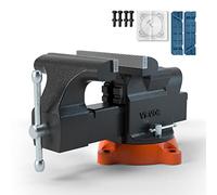 VEVOR Tornillo de Banco de Trabajo Hierro Fundido Tornillo de Banco con Yunque de 7,3x8 cm Base Giratoria de 360° Abrazadera de Banco Ancho de Mandíbula de 15,2 cm para Carpintería Conducto de Corte