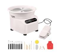 VEVOR Torno de Alfarería Eléctrico 250 mm 350 W con Pedal Pantalla Táctil LCD Mini Torno de Alfarería con 4 Patas de Soporte Rango de Velocidad de 50-300 rpm para Manualidades de Cerámica DIY, Blanco