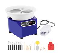 VEVOR Torno de Alfarería Eléctrico 250 mm 350 W con Pedal Pantalla Táctil LCD Mini Torno de Alfarería con 4 Patas de Soporte Rango de Velocidad de 50-300 rpm para Manualidades de Cerámica DIY, Azul