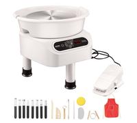 VEVOR Torno de Alfarería Eléctrico 280 mm 450 W con Pedal Pantalla Táctil LCD Mini Torno de Alfarería con 3 Patas de Soporte Rango de Velocidad de 50-300 rpm para Hacer Cerámica Manualidades, Blanco