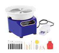 VEVOR Torno de Alfarería Eléctrico 250 mm 350 W con Pedal Pantalla Táctil LCD Mini Torno de Alfarería con 4 Patas de Soporte Rango de Velocidad de 50-300 rpm para Manualidades de Cerámica DIY, Azul