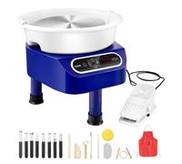 VEVOR Torno de Alfarería Eléctrico 280 mm 450 W con Pedal Pantalla Táctil LCD Mini Torno de Alfarería con 3 Patas de Soporte Rango de Velocidad de 50-300 rpm para Hacer Cerámica Manualidades, Azul