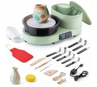 VEVOR Torno de Alfarero, Placa de 28 cm, Rueda de Cerámica Eléctrica, Velocidad Ajustable de 30 a 300 RPM, Máquina de Modelado con Pedal Pantalla Almacenamiento, Metal, para Arcilla Bricolaje, Verde