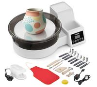 VEVOR Torno de Alfarero, Placa de Aluminio 28 cm, Rueda de Cerámica Eléctrica, Velocidad Ajustable de 30-300 RPM, Máquina de Arcilla con Pedal Pantalla Almacenamiento, para Bricolaje Alfarería, Blanco