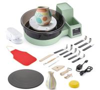 VEVOR Torno de Alfarero, Placas de 28 y 36 cm, Rueda de Cerámica Eléctrica, Velocidad Ajustable de 30 a 300 RPM, Máquina de Arcilla con Pedal Pantalla Almacenamiento, para Alfarería Bricolaje, Verde