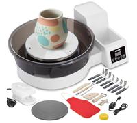 VEVOR Torno de Alfarero, Placas de 36 y 28 cm, Rueda de Cerámica Eléctrica, Velocidad Ajustable de 30 a 300 RPM, Máquina de Modelado con Pedal Pantalla Almacenamiento, para Bricolaje Arcilla, Blanco