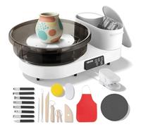 VEVOR Torno de Alfarero, Placas de 36 y 28 cm, Rueda de Cerámica Eléctrica, Velocidad de 30 a 300 RPM, Máquina de Alfarería con Pedal Pantalla Almacenamiento, Aluminio, para Bricolaje Arcilla, Blanco