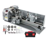 VEVOR Torno de Metal 1100W 220x750mm Torno de Trabajo de Metal Velocidad Variable 50-2250 RPM Contrapunto MT2 Mini Torno de Metal de Precisión para Torneado de Metales, Husillos, Prototipos, Modelos