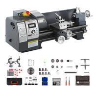 VEVOR Torno de Metal 210x400 mm Mini Torno de Madera Pantalla Digital Velocidad Variable 50-2500 rpm Kit de Torno Electrónico Fresas Portabrocas Herramientas de Medición para Trabajos de Precisión