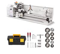 VEVOR Torno de Metal Sobremesa 1100W 220x762 mm Velocidad Variable 3000 RPM | Para Torneado y Roscado de Metales, Con Engranajes Metálicos, Con Motor sin Escobillas, 8 Roscas Métricas y 8 Imperiales
