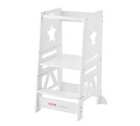 VEVOR Torre de Observación para Niños Carga de 158,9kg Torre de Aprendizaje Montessori de Bambú 3 Alturas con Barandilla de Seguridad para Niños Pequeños, Dormitorio, Baño, Mostrador de Cocina, Blanc