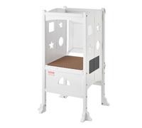 VEVOR Torre de Observación para Niños Carga de 56,75 kg Torre de Aprendizaje Montessori Plegable Madera Maciza Red de Seguridad de 3 Alturas para Niños Pequeños, Dormitorio, Baño, Mostrador, Blanco