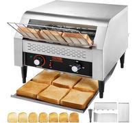 VEVOR Tostadora Transportadora Comercial 450 Rebanadas por Hora Tostadora de Acero Inoxidable 2600W 7 Configuraciones de Velocidad con Bandeja para Migas Bollos Hamburguesa Panadería Restaurante Hotel