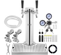 VEVOR Tower Kit, Kit de Conversión de Cerveza de Doble Grifo, Dispensador de Torre de Cerveza de Barril de Acero Inoxidable con Regulador W21.8 de Doble Calibre y Acoplador de Barril de Sistema A