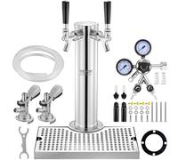 VEVOR Tower Kit, Kit de Conversión de Cerveza de Doble Grifo, Dispensador de Torre de Cerveza de Barril de Acero Inoxidable con Regulador W21.8 de Doble Calibre y Acoplador de Barril de Sistema A