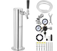 VEVOR Tower Kit, Kit de Conversión de Cerveza de Un Solo Grifo, Dispensador de Torre de Cerveza de Barril de Acero Inoxidable con Regulador W21.8 de Doble Calibre y Acoplador de Barril de Sistema A