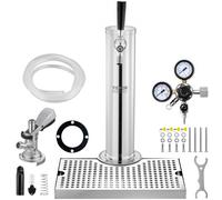 VEVOR Tower Kit, Kit de Conversión de Cerveza de Un Solo Grifo, Dispensador de Torre de Cerveza de Barril de Acero Inoxidable con Regulador W21.8 de Doble Calibre y Acoplador de Barril de Sistema A