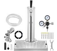 VEVOR Tower Kit, Kit de Conversión de Cerveza de Un Solo Grifo, Dispensador de Torre de Cerveza de Barril de Acero Inoxidable con Regulador W21.8 de Doble Calibre y Acoplador de Barril de Sistema A