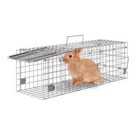 VEVOR Trampa para Animales 610x203x203 mm Jaula Plegable para Trampa para Gatos Alambre Galvanizado sin Crueldad con Asa Trampa para Conejos, Gatos Callejeros, Ardillas, Mapaches, Marmotas, Zarigüeyas