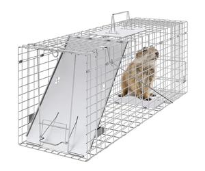 VEVOR Trampa para Animales 785x254x305 mm Jaula Plegable para Trampa para Gatos Alambre Galvanizado sin Crueldad con Asa Trampa para Conejos, Gatos Callejeros, Ardillas, Mapaches, Marmotas, Zarigüeyas
