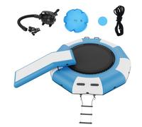 VEVOR Trampolín Acuático Hinchable 310x60 cm Trampolín Acuático con Tobogán Escalera de 3 Peldaños y Bomba de Aire Eléctrica Plataforma de Natación Portátil Rebotador Flotante para Niños