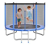 VEVOR Trampolín de Exterior 244 x 210 cm, Cama Elástica Infantil con Red de Protección, Capacidad Máxima de 120 kg, Trampolín al Aire Libre con Postes Rectos, Regalo de Cumpleaños para Niños
