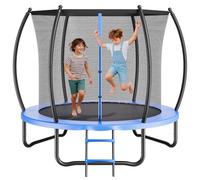 VEVOR Trampolín de Exterior 244 x 220 cm, Cama Elástica Infantil con Red de Protección y Almohadilla Gruesa, Capacidad Máxima de 120 kg, Trampolín al Aire Libre, Regalo de Cumpleaños para Niños