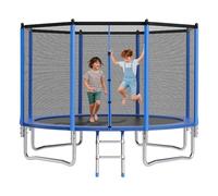 VEVOR Trampolín de Exterior 366 x 256 cm, Cama Elástica Infantil con Red de Protección, Capacidad Máxima de 181 kg, Trampolín al Aire Libre con Postes Rectos, Regalo de Cumpleaños para Niños