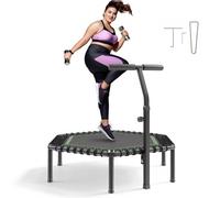 VEVOR Trampolín de Fitness 138,5 cm, Cama Elástica Capacidad Máxima de 205 kg, con 3 Niveles de Altura Ajustable, Mango de Espuma, Trampolín de Rebote Estable y Silencioso, para Adultos, Interiores