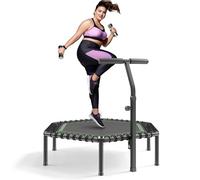 VEVOR Trampolín de Fitness 138,5 cm, Cama Elástica Capacidad Máxima de 205 kg, con 3 Niveles de Altura Ajustable, Mango de Espuma, Trampolín de Rebote Estable y Silencioso, para Adultos, Interiores