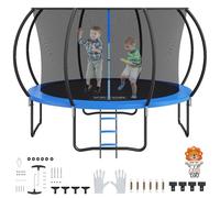 VEVOR Trampolín Exterior Interior Trampolín para Niños 265 cm Carga Máxima 180 kg con Red de Seguridad de 360 ° Cubierta de Espuma Gruesa Fácil de Instalar para Parque de Ocio en el Patio Trasero
