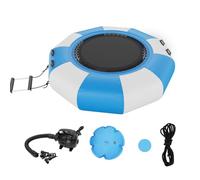 VEVOR Trampolín Inflable de Agua Trampolín Hinchable de Agua 200 x 50 cm Plataforma de Natación Portátil con Escalera y Bomba de Aire Eléctrica Rebotador Flotante para Niños, Piscina, Azul y Blanco