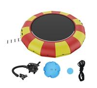 VEVOR Trampolín Inflable de Agua Trampolín Hinchable de Agua 537 x 90 cm Plataforma de Natación Portátil con Escalera y Bomba de Aire Eléctrica Rebotador Flotante para Niños, Piscina, Amarillo y Rojo