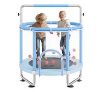 VEVOR Trampolín para Niños para Interior y Exterior, Minitrampolín Recreativo para Niños Pequeños con Red de Seguridad y Aro de Baloncesto, para Niños de Más de 3 Años, 1470 x (1540-1690) mm Azul