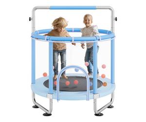 VEVOR Trampolín para Niños para Interior y Exterior, Minitrampolín Recreativo para Niños Pequeños con Red de Seguridad y Aro de Baloncesto, para Niños de Más de 3 Años, 1470 x (1540-1690)mm Azul