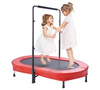VEVOR Trampolín para Niños, para Interior y Exterior, Mini Trampolín Plegable con Asa, Trampolín de Rebote para Niños de 3 Años en Adelante para Divertirse, Color Rojo, 1435 x 970 x (965-1285) mm