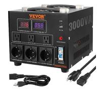 VEVOR Transformador Convertidor de Voltaje Sube/Baja 220-110V/110-220V Convertidor 3000 W CE con 3 Enchufes NEMA 5-15R de 3 Pines EE.UU., 3 Enchufes Shucko Europeos, 1 Conector USB, 1 Conector Tipo-C